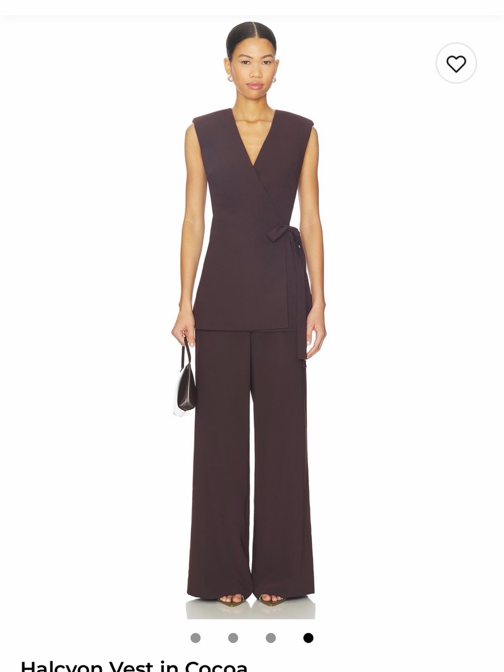 Amanda Uprichard Halcyon Wrap Vest & Wide-Leg Pants Set - Cocoa